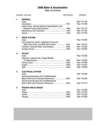 CASE IH 8580 Baler and Accumulator Service Repair Manual Instant Download (Part Number 7-81180)