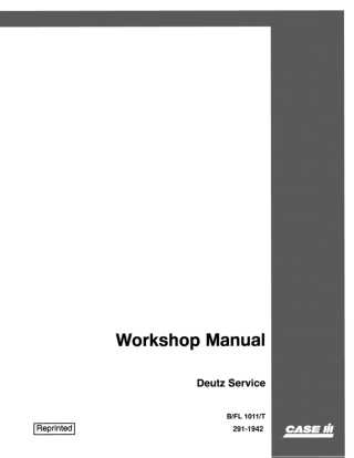 CASE IH Deutz BFL 1011T Engine Service Repair Manual Instant Download (Part Number 291-1942)