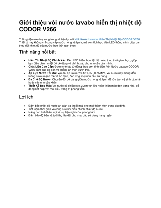 Vòi Nước Lavabo Hiển Thị Nhiệt Độ CODOR V266