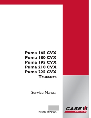 CASE IH Puma 165 CVX  Puma 180 CVX  Puma 195 CVX  Puma 210 CVX  Puma 225 CVX Tractor Service Repair Manual Instant Downl