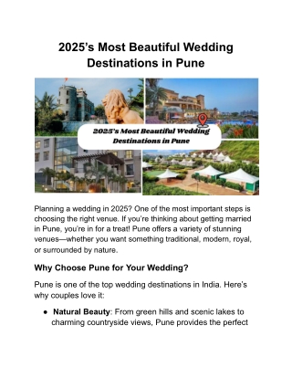 2025’s Most Beautiful Wedding Destinations in Pune