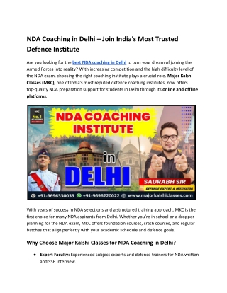NDA Coaching in Delhi – Join India’s Most Trusted Defence Institute
