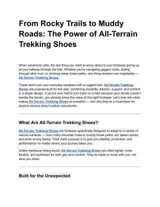 From Rocky Trails to Muddy Roads: The Power of All-Terrain Trekking Shoes