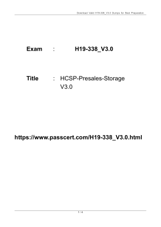 HCSP-Presales-Storage V3.0 H19-338_V3.0 Study Material 2025