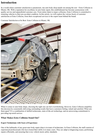 Customer Satisfaction at Its Best: Estes Collision in Miami, OK