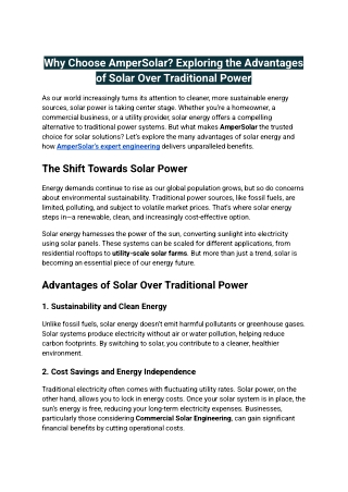 Why Choose AmperSolar_ Exploring the Advantages of Solar Over Traditional Power