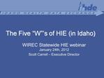 The Five W s of HIE in Idaho