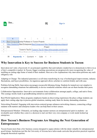 Why Innovation is Key to Success for Business Students in Tucson