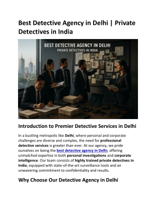 Best Detective Agency in Delhi | Private Detectives in India
