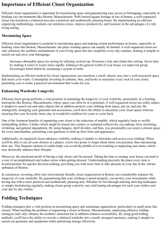 An Environment Friendly Technique For Organizing A Closet In Boston, Massachuset