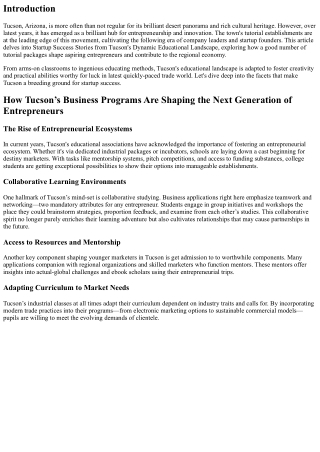 Startup Success Stories from Tucson's Dynamic Educational Landscape