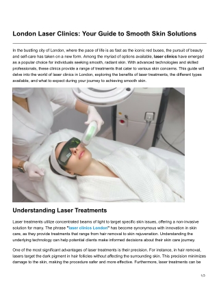 London Laser Clinics Your Guide to Smooth Skin Solutions