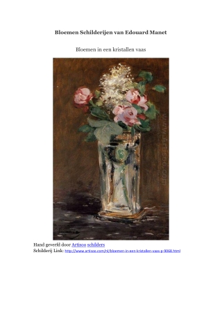 Bloemen Schilderijen van Edouard Manet -- Artisoo