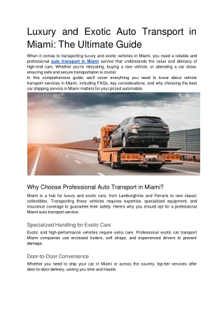 Luxury and Exotic Auto Transport in Miami_ The Ultimate Guide
