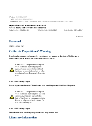 Caterpillar CAT 430F2 BACKHOE LOADER (LYE00001-UP) Operation and Maintenance Manual Instant Download