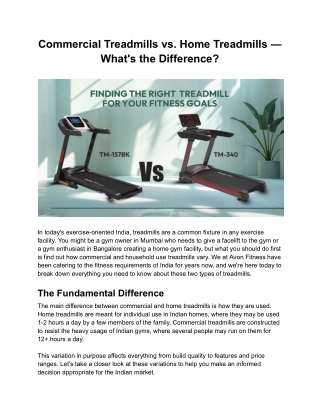 Commercial Treadmills vs. Domestic Treadmills