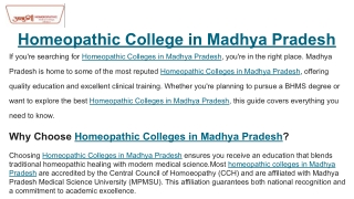 Homeopathic College in Madhya Pradesh