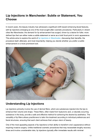 Lip Injections in Manchester Subtle or Statement You Choose