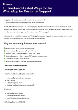 Whatsapp for Customer Support