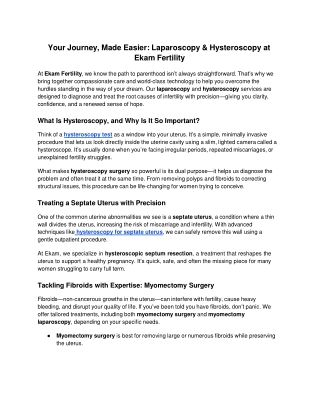 Your Journey, Made Easier_ Laparoscopy & Hysteroscopy at Ekam Fertility