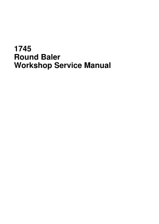 Massey Ferguson 1745 Round Baler Service Repair Manual Instant Download (Part No. 4283399M1)