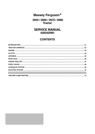Massey Ferguson 2650  2660  2670  2680 Tractor Service Repair Manual Instant Download (Part No. 4283420M1)