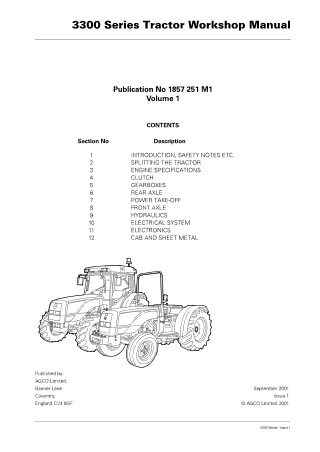 Massey Ferguson 3300 Series (3315  3325  3330  3340  3350  3355) Tractor Service Repair Manual Instant Download (Part No