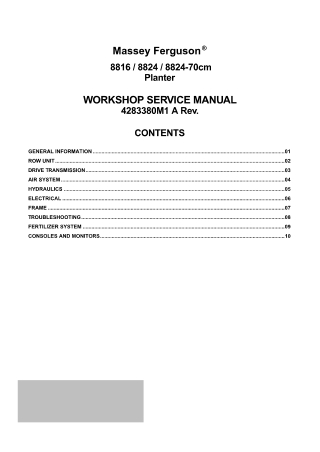 Massey Ferguson 8816  8824  8824-70cm Planter Service Repair Manual Instant Download (Part No. 4283380M1)