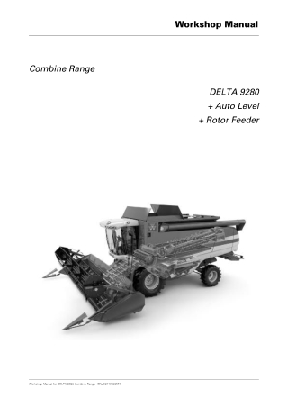 Massey Ferguson DELTA 9280 Combine Range (Auto Level) (Rotor Feeder) Service Repair Manual Instant Download (Part No. D3