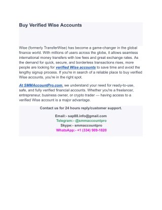 Buy Verified Wise Accounts