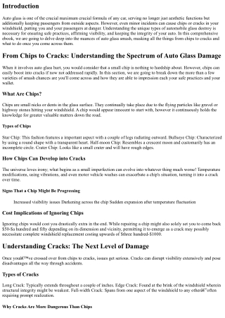 From Chips to Cracks: Understanding the Spectrum of Auto Glass Damage
