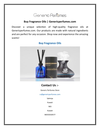 Buy Fragrance Oils  Genericperfumes.com
