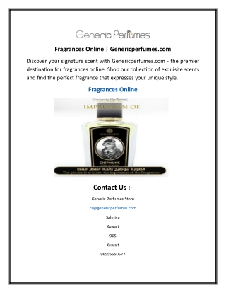 Fragrances Online  Genericperfumes.com