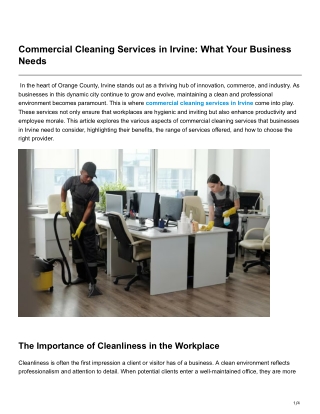 Commercial Cleaning Services in Irvine What Your Business Needs
