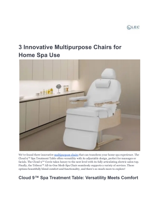 3 Innovative Multipurpose Chairs for Home Spa Use