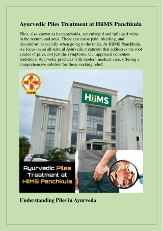 Natural & Effective Ayurvedic Piles Treatment at HiiMS Panchkula
