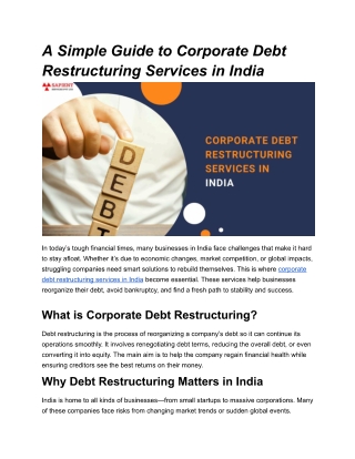 A Simple Guide to Corporate Debt Restructuring Services in India