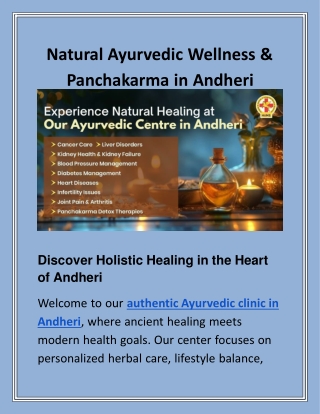 Natural Ayurvedic Wellness & Panchakarma in Andheri