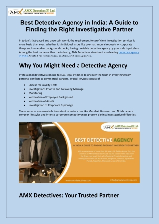 Best Detective Agency in India: A Guide to Finding the Right Investigative Partn