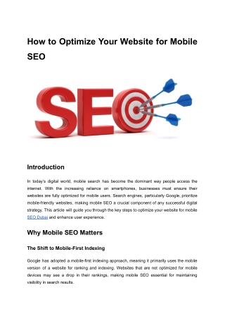 How to Optimize Your Website for Mobile SEO