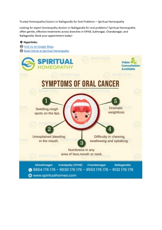 Trusted Homeopathy Doctors in Nallagandla for Oral Problems