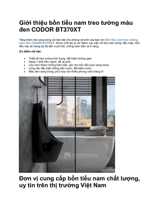 Bồn Tiểu Nam Treo Tường Màu Đen CODOR BT370XT