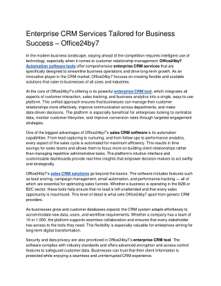 Enterprise CRM Services Tailored for Business Success Office24by7 docx  Google Docs