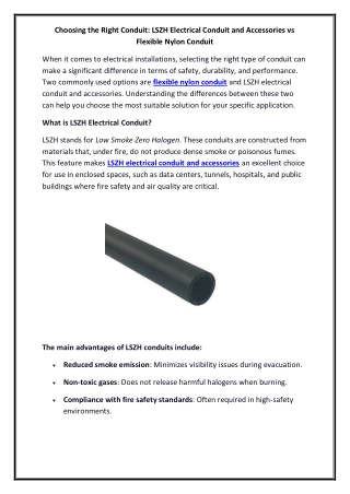 Choosing the Right Conduit LSZH Electrical Conduit and Accessories vs Flexible Nylon Conduit