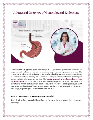 A Practical Overview of Gynecological Endoscopy