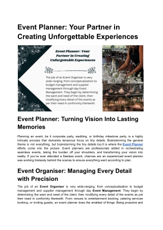Event Planner_ Your Partner in Creating Unforgettable Experiences