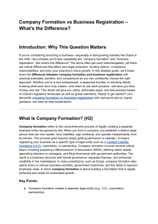 Company Formation vs Business Registration – What’s the Difference_