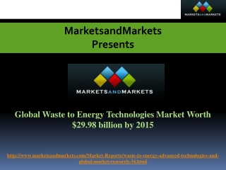 Global Waste to Energy Technologies Market Worth $29.98 bill