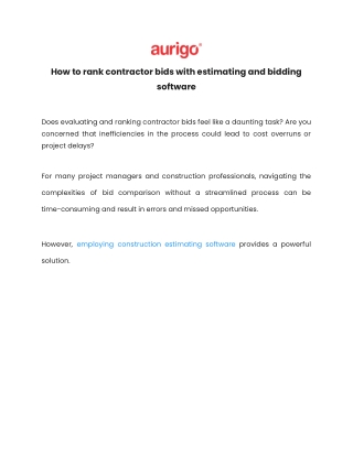 How to rank contractor bids with estimating and bidding software