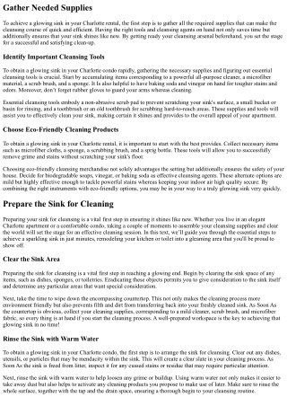 How To Attain A Sparkling Sink In Charlotte Condos In Simply Minutes